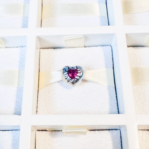 925 Sterling Silver Red Crystal Heart Charm Bead With Love Message Fits Pandora - Picture 9 of 10